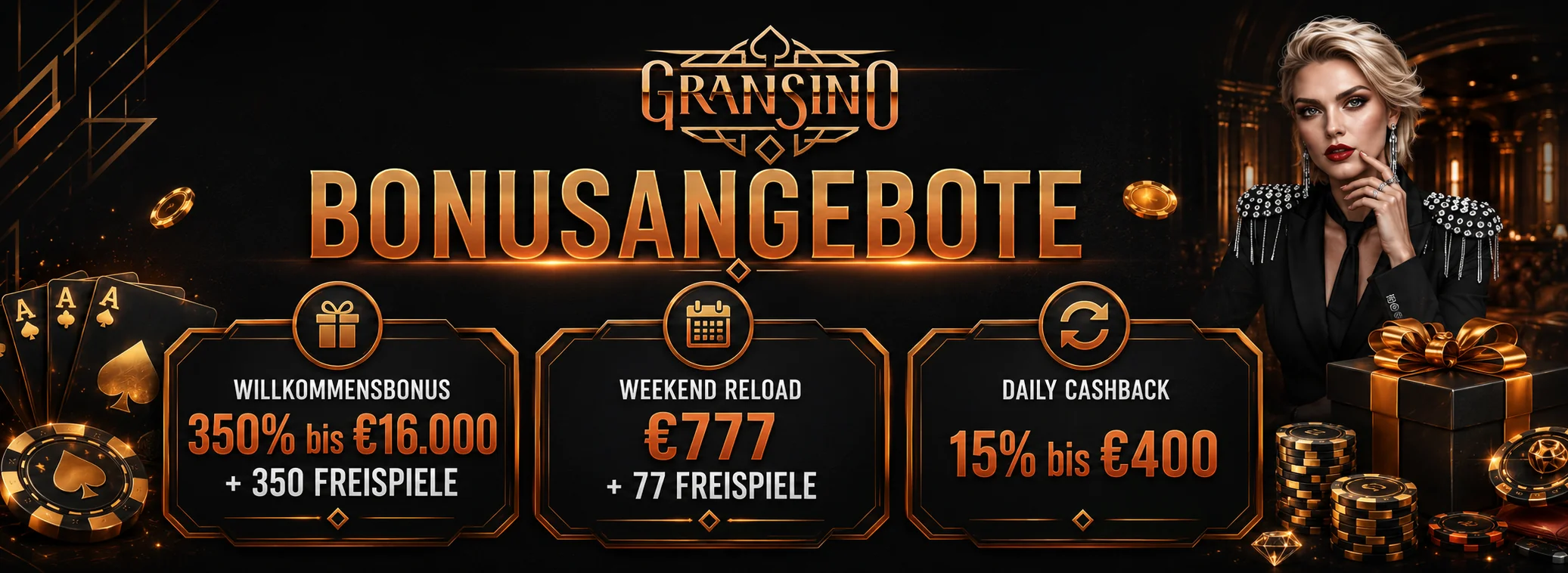 350% bis €16.000 + 350 Freispiele — Gransino